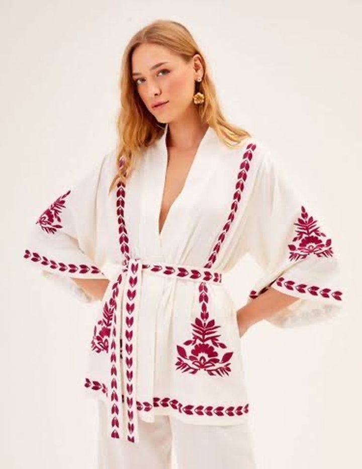 Bordeaux Blossom Kimono